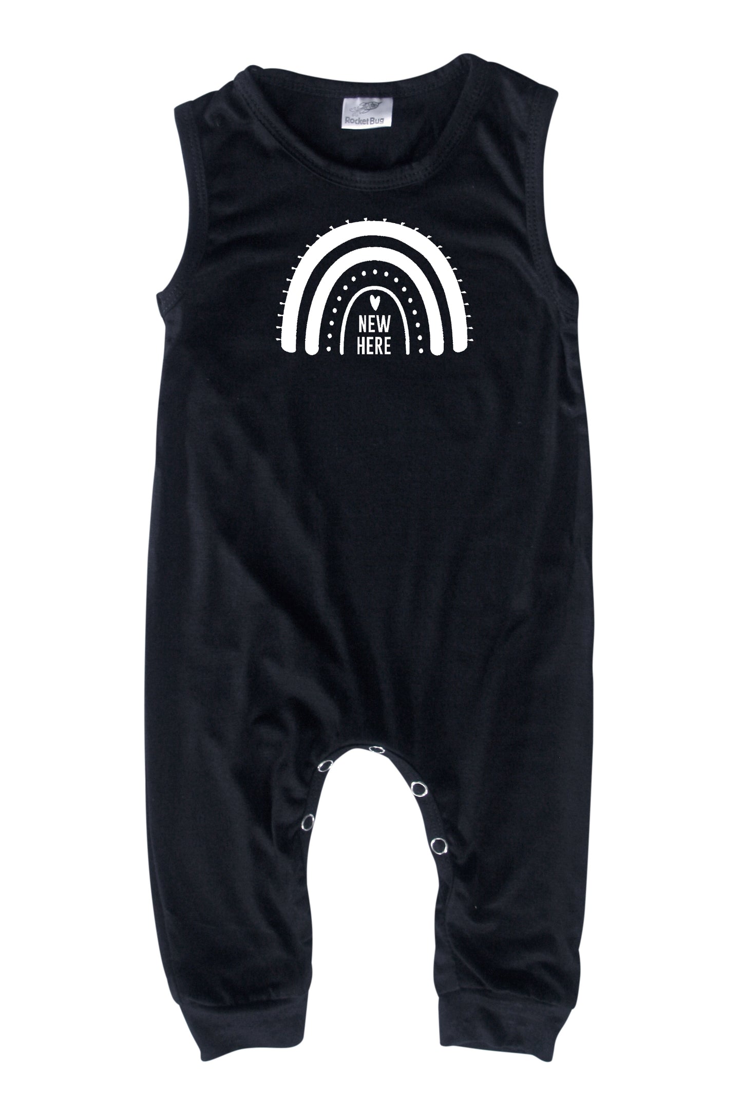New Here Rainbow Silky Sleeveless Baby Romper for Boys and Girls