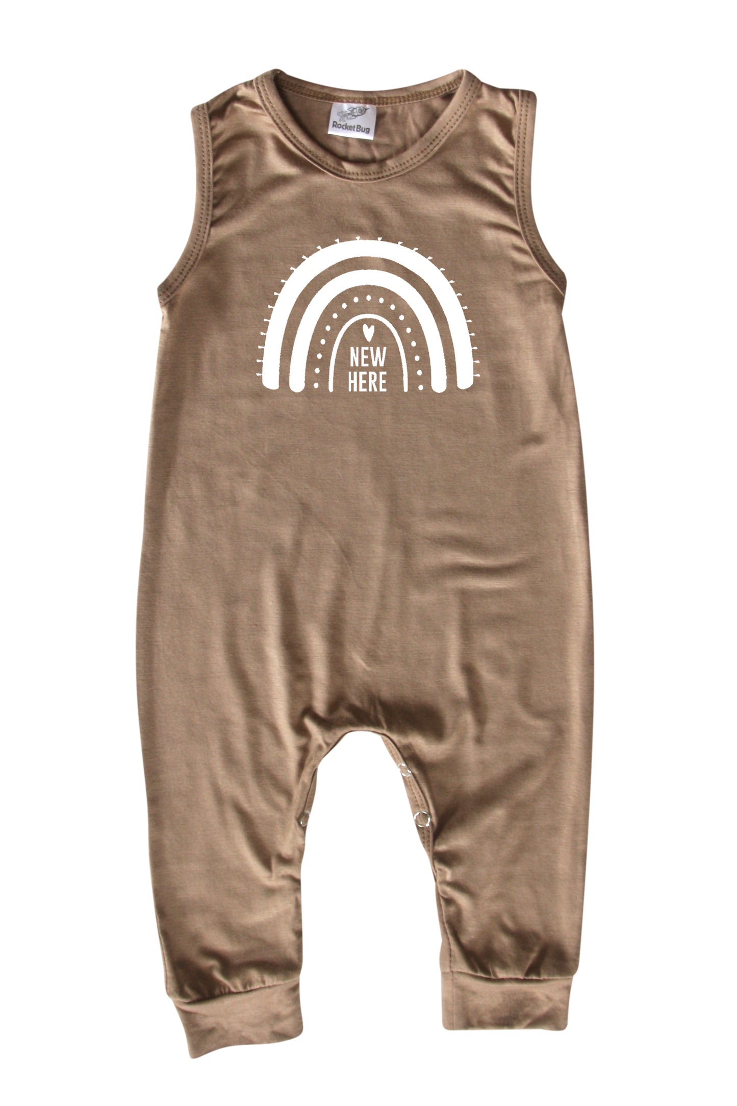 New Here Rainbow Silky Sleeveless Baby Romper for Boys and Girls