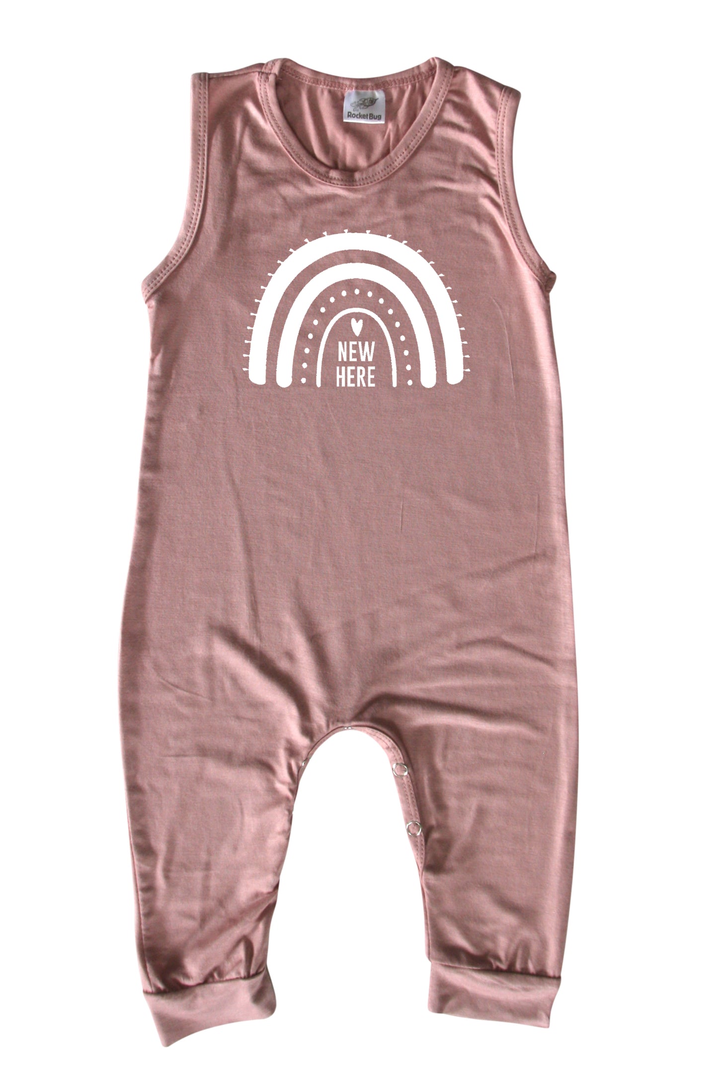 New Here Rainbow Silky Sleeveless Baby Romper for Boys and Girls