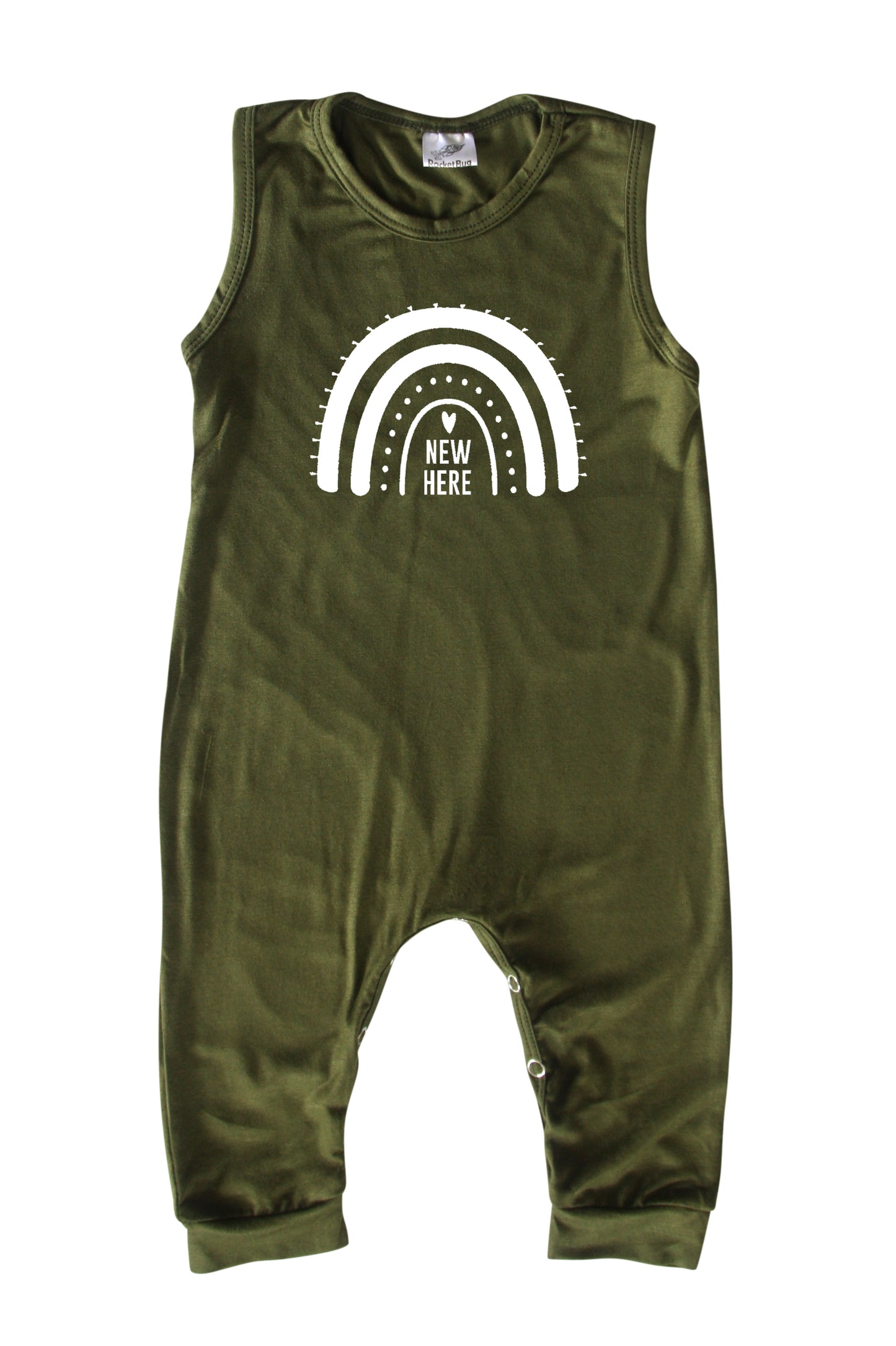 New Here Rainbow Silky Sleeveless Baby Romper for Boys and Girls