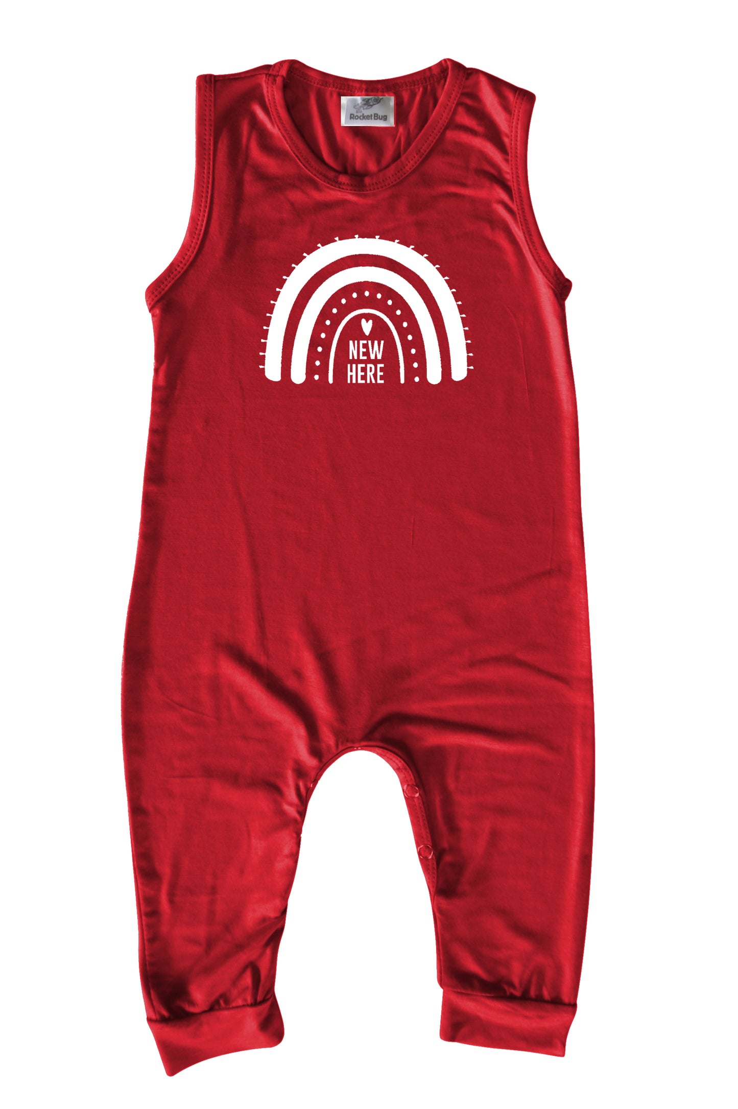 New Here Rainbow Silky Sleeveless Baby Romper for Boys and Girls