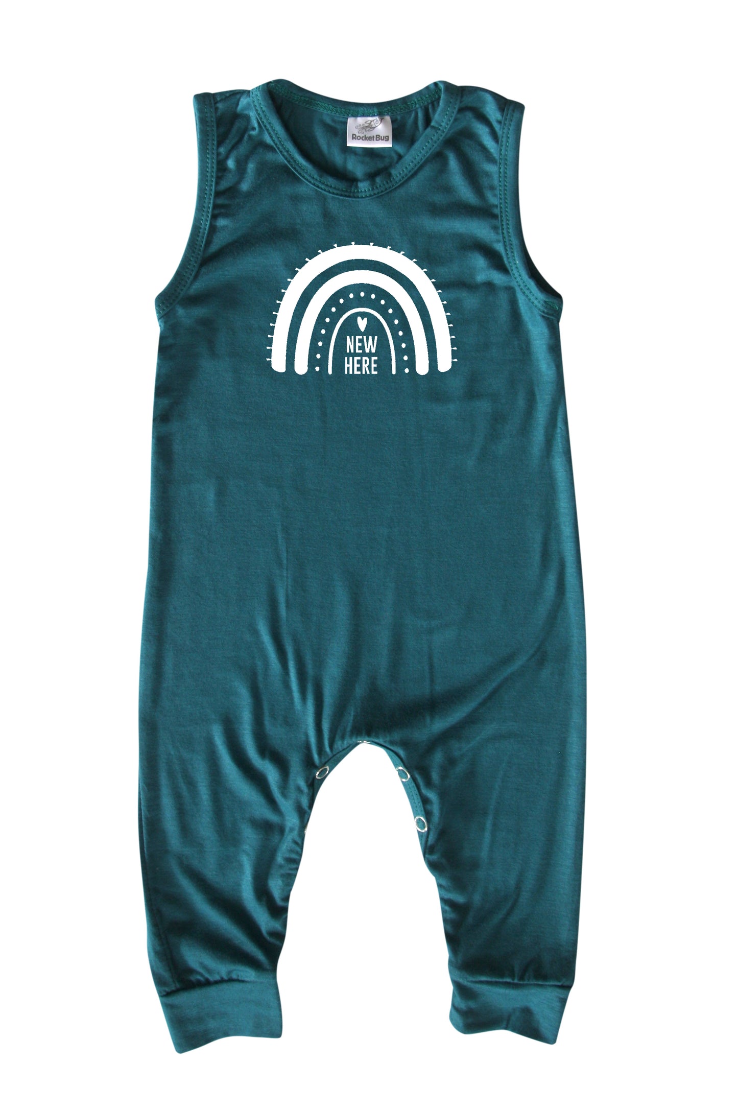 New Here Rainbow Silky Sleeveless Baby Romper for Boys and Girls