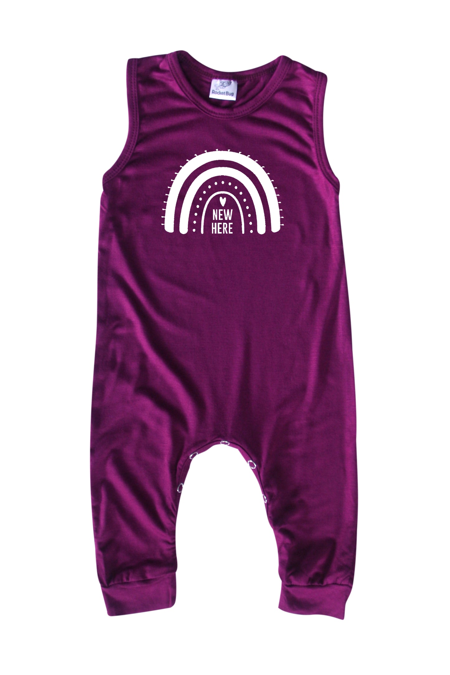 New Here Rainbow Silky Sleeveless Baby Romper for Boys and Girls