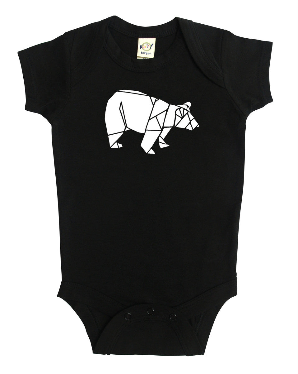 Origami Bear Silhouette Baby Bodysuit