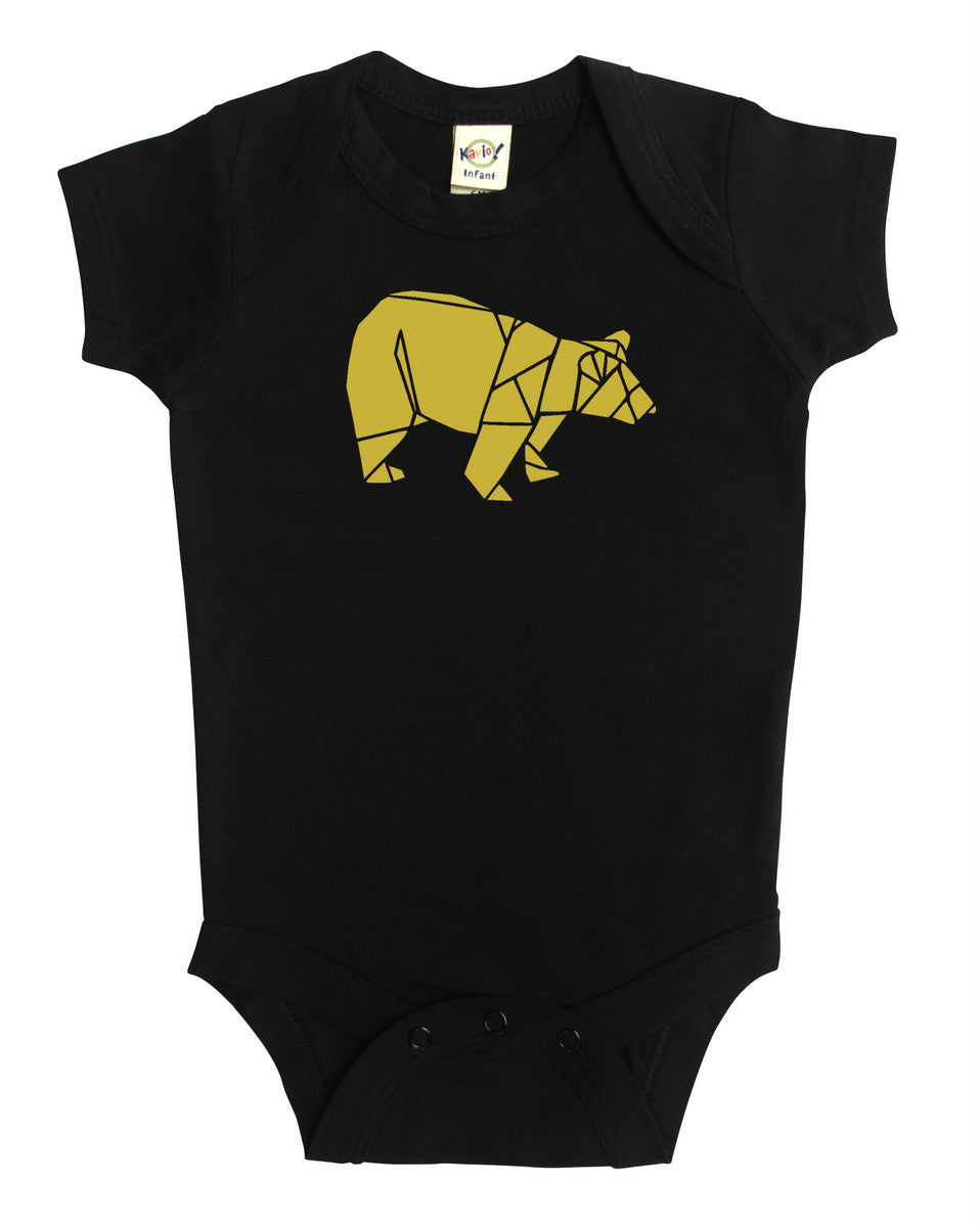 Origami Bear Silhouette Baby Bodysuit