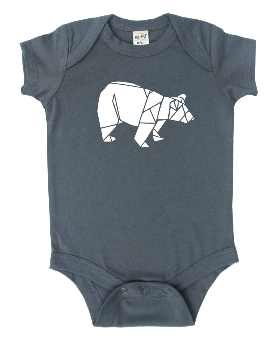 Origami Bear Silhouette Baby Bodysuit