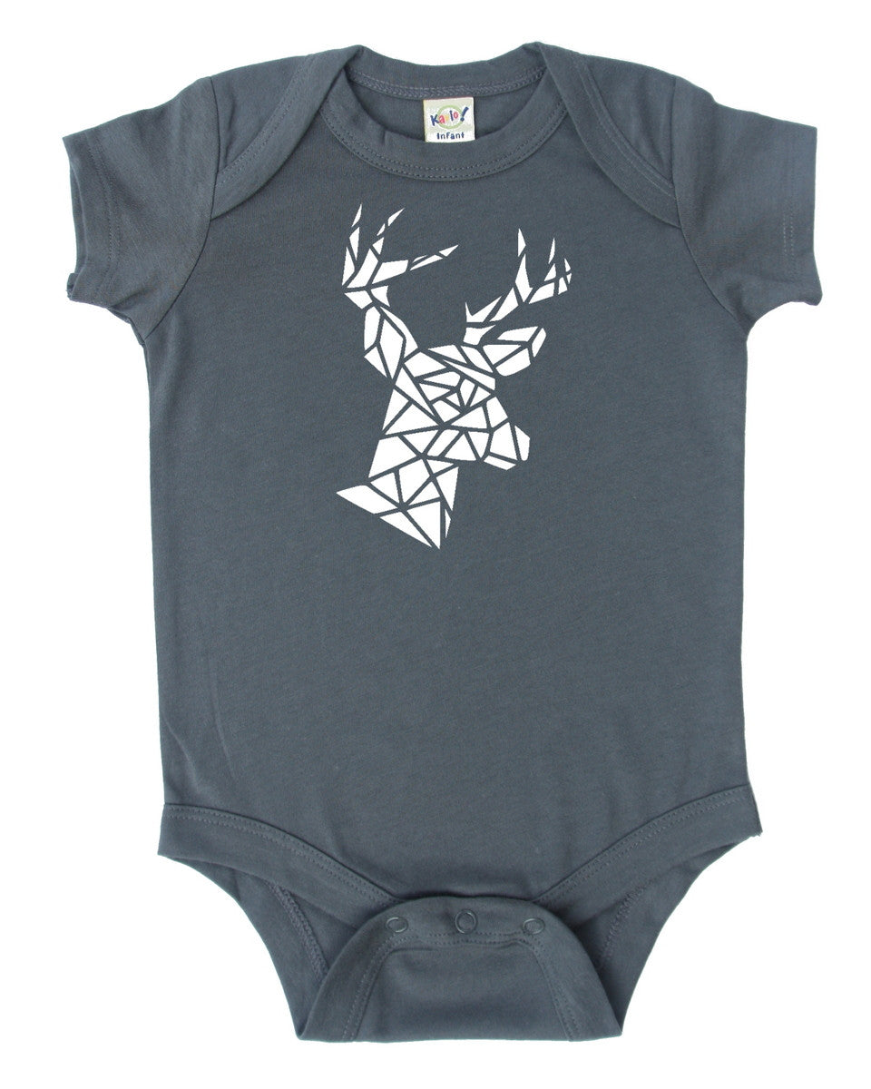 Origami Deer Silhouette Baby Bodysuit