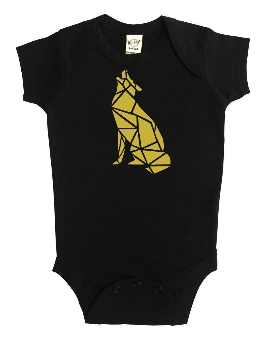 Origami Wolf Silhouette Baby Bodysuit
