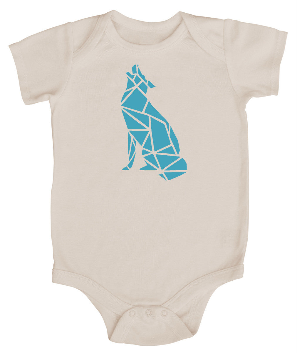 Origami Wolf Silhouette Baby Bodysuit