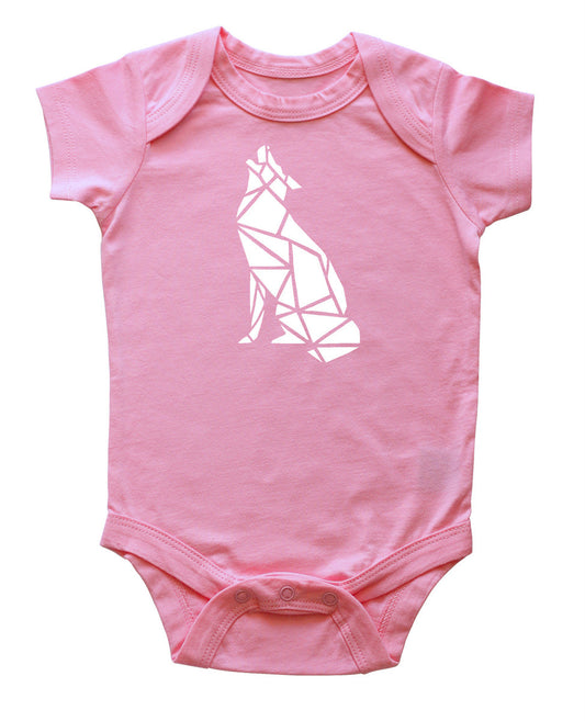Origami Wolf Silhouette Baby Bodysuit