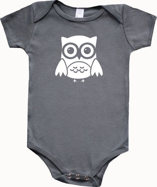Woodland Animal Silhouette Baby Bodysuit-Owl Grass