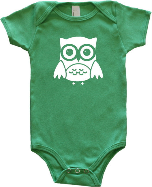 Woodland Animal Silhouette Baby Bodysuit-Owl 18-24m, short sleeve onesie Asphalt