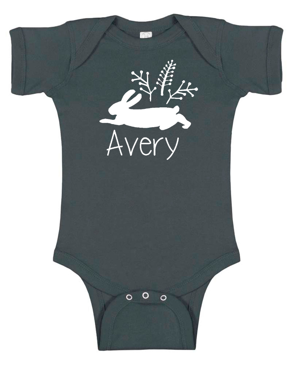 Personalized "Wild Rabbit" Baby Bodysuit Personalized with Name