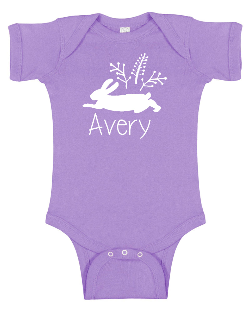 Personalized "Wild Rabbit" Baby Bodysuit Personalized with Name
