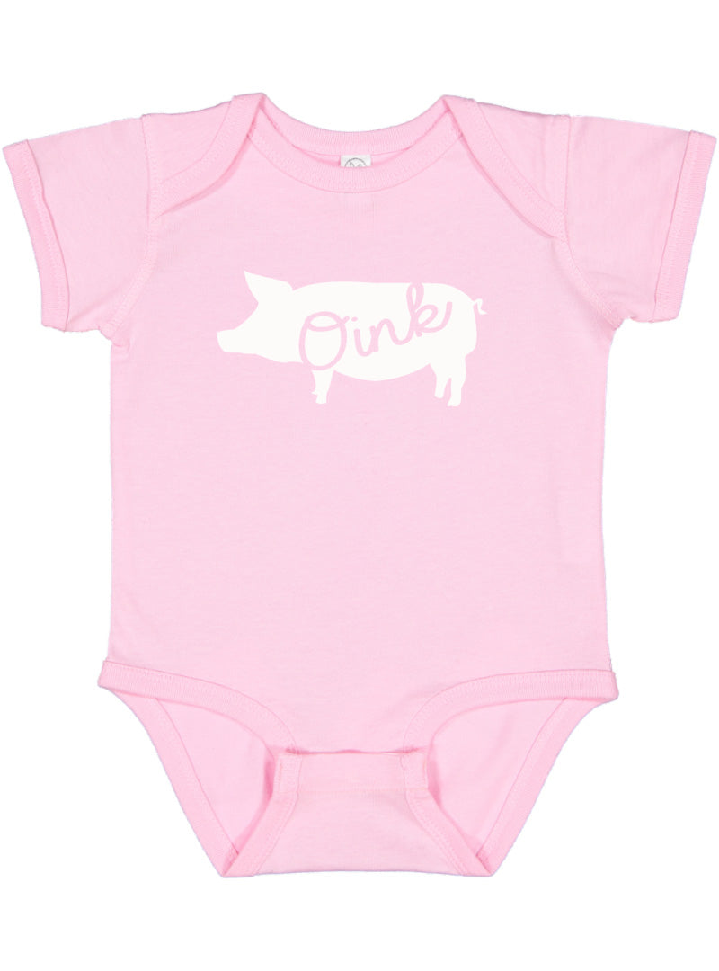 Farm Animal Silhouette Baby Bodysuit-Pig
