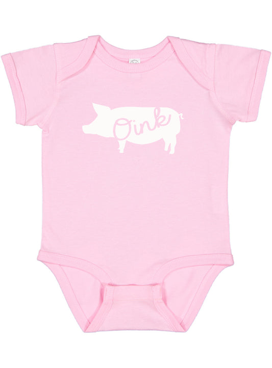 Farm Animal Silhouette Baby Bodysuit-Pig