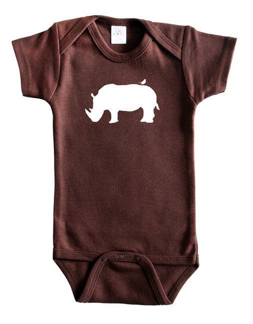 Safari Animals Silhouette Baby Bodysuit-Rhino Brown