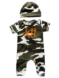 'Lush'  Personalized Custom Short Sleeve Baby Romper for Boys and Girls with Hat or Headband