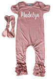 'Lush'  Personalized Custom Short Sleeve Baby Romper for Boys and Girls with Hat or Headband