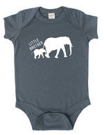 Little Brother Elephant Baby Bodysuit Asphalt