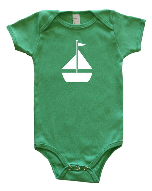 Transportation Silhouette Baby Bodysuit-Sailboat Grass