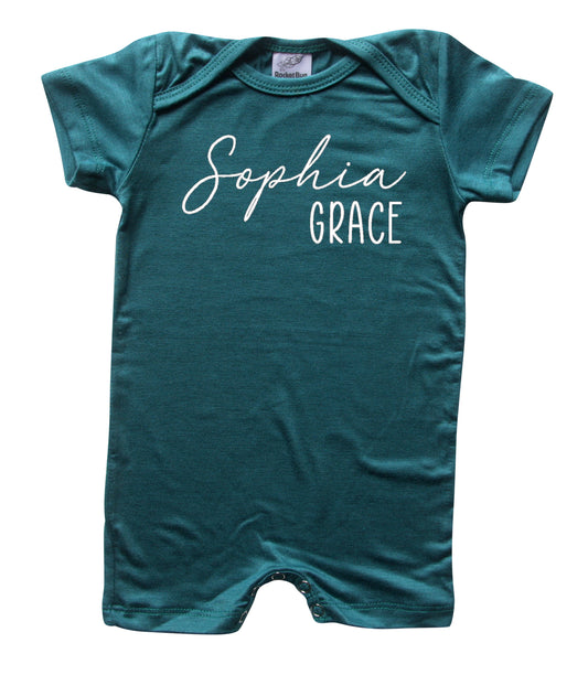 First + Middle Name Personalized Custom Silky Baby Romper Shorts for Boys and Girls-Gender Neutral