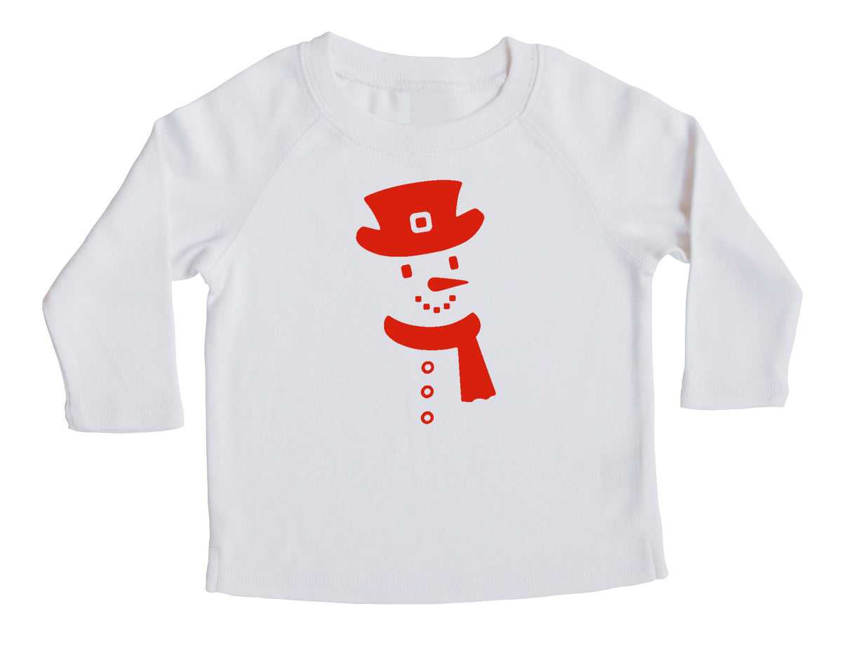 Holiday Christmas Snowman- Baby, Toddler, and Big Kids Long Sleeve T-Shirt White