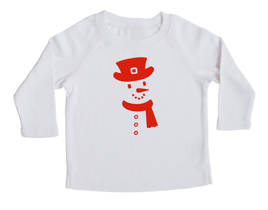 Holiday Christmas Snowman- Baby, Toddler, and Big Kids Long Sleeve T-Shirt White
