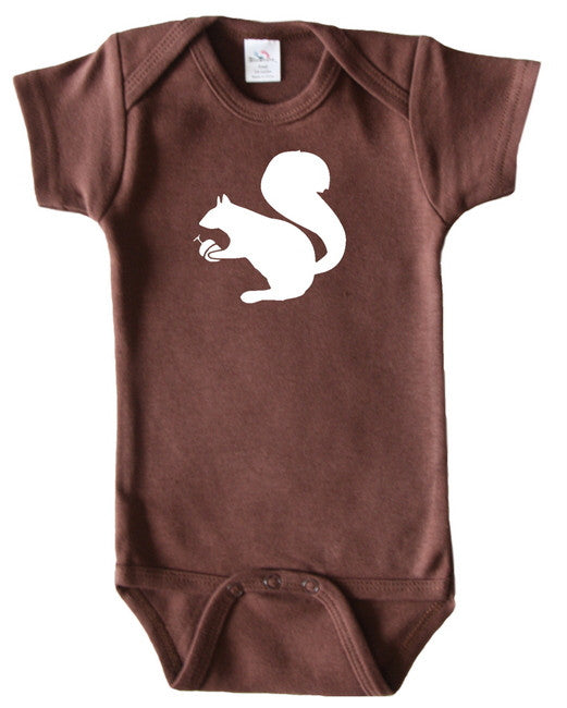 Woodland Animal Silhouette Baby Bodysuit-Squirrel Asphalt