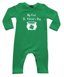 Green St. Patrick's Day Long Sleeve Baby Jumpsuit Romper