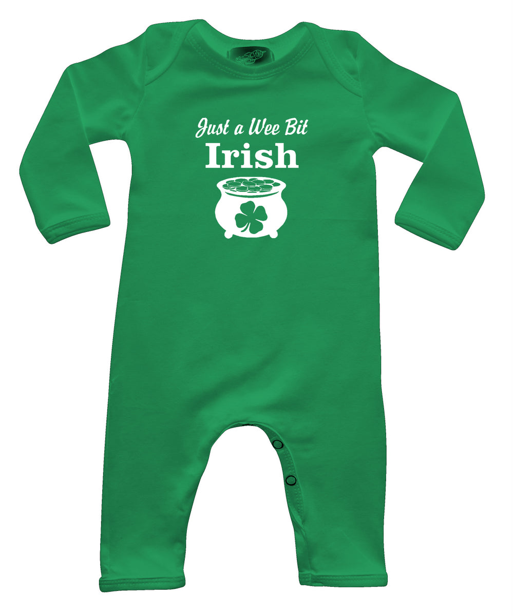 Green St. Patrick's Day Long Sleeve Baby Jumpsuit Romper