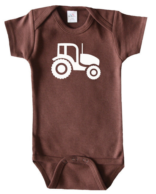 Farm Animal Silhouette Baby Bodysuit-Tractor Grass