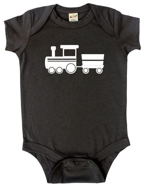 Transportation Silhouette Baby Bodysuit-Train Charcoal