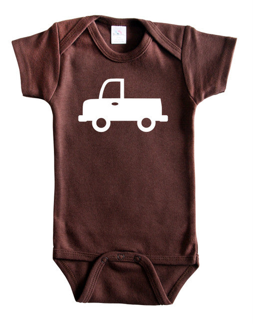 Transportation Silhouette Baby Bodysuit-Truck Brown