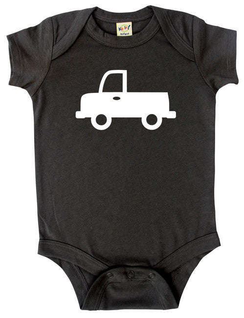 Transportation Silhouette Baby Bodysuit-Truck Charcoal