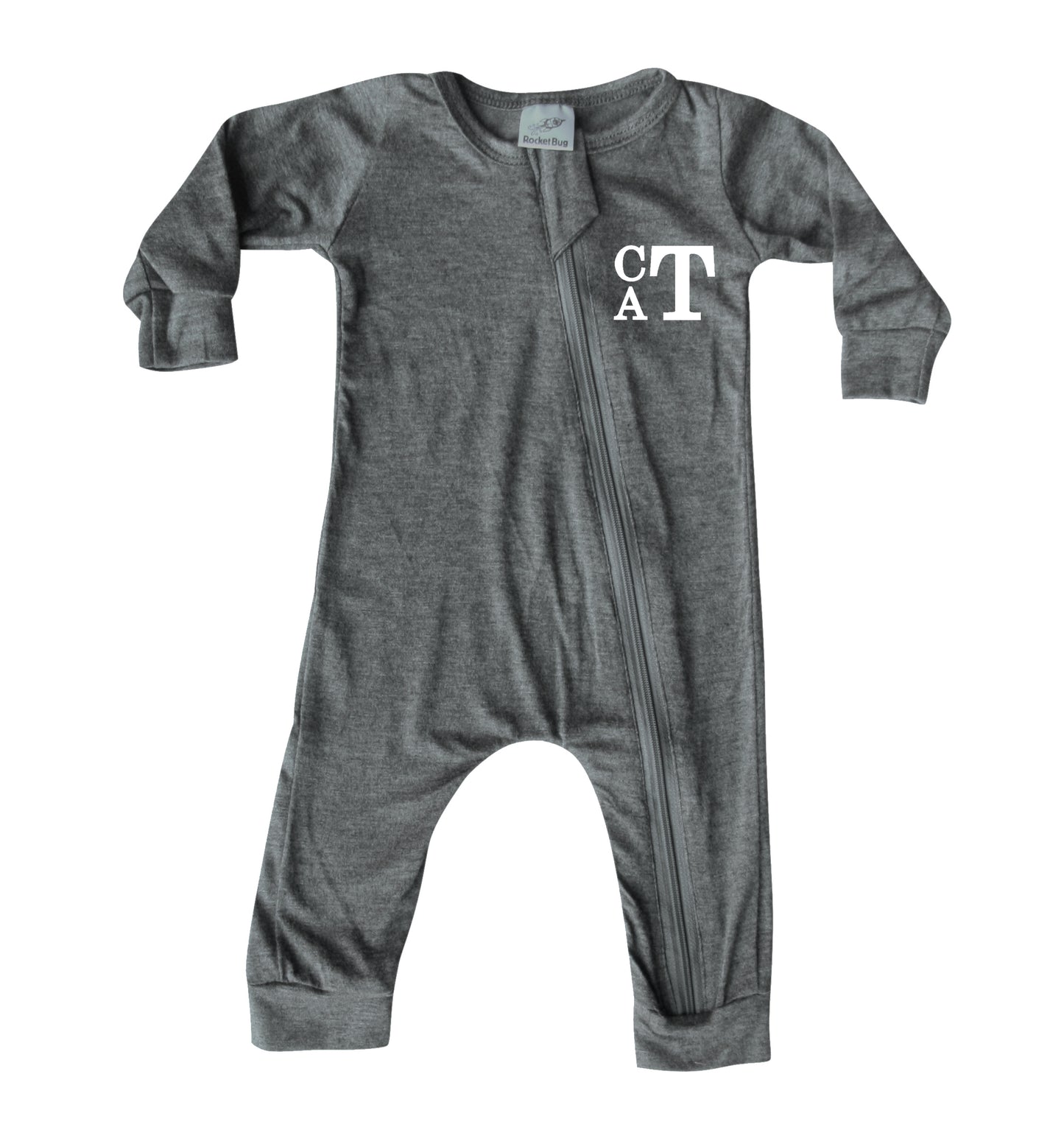 Personalized Initial Silky Long Sleeve Zipper Baby Romper