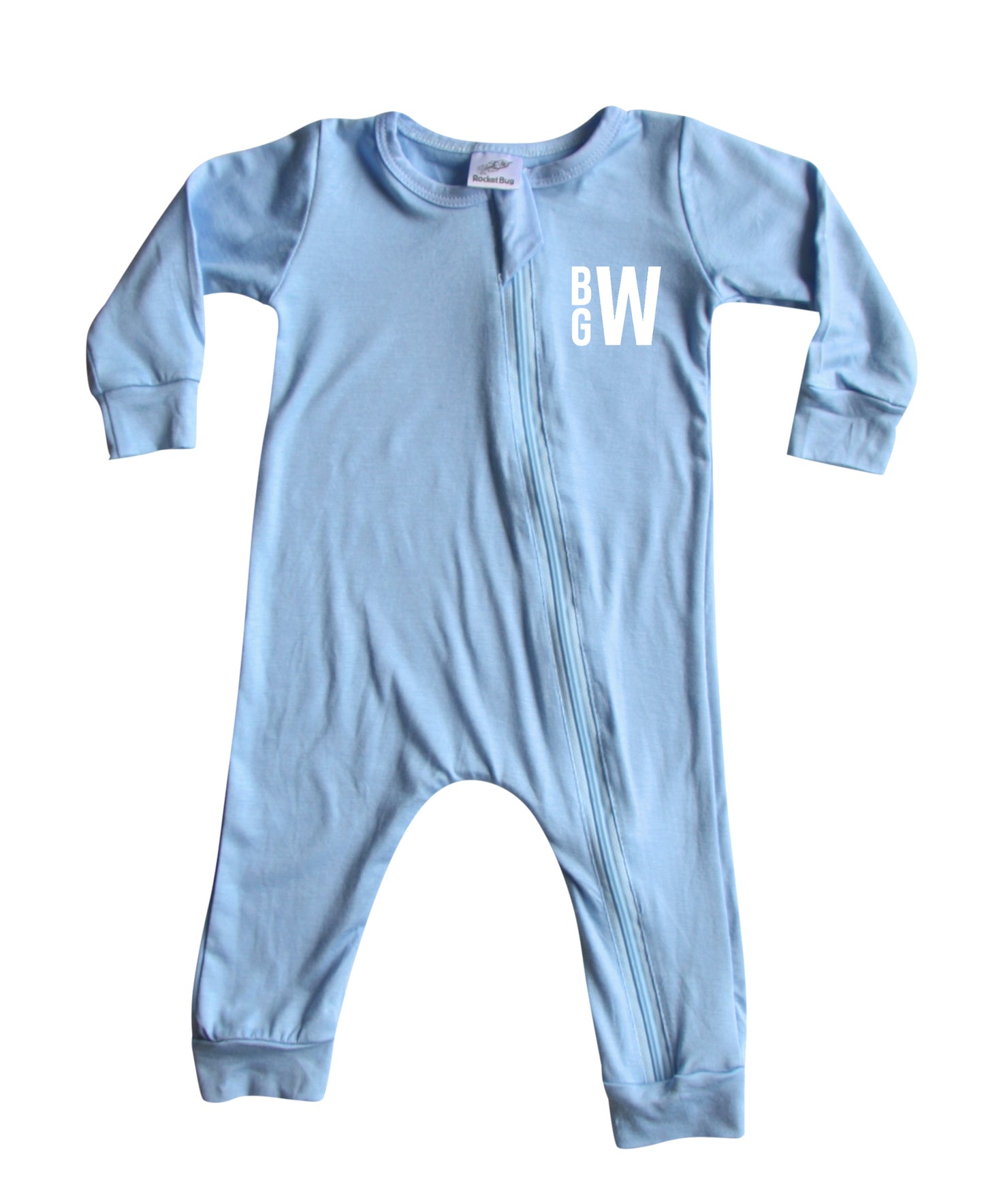 Personalized Initial Silky Long Sleeve Zipper Baby Romper