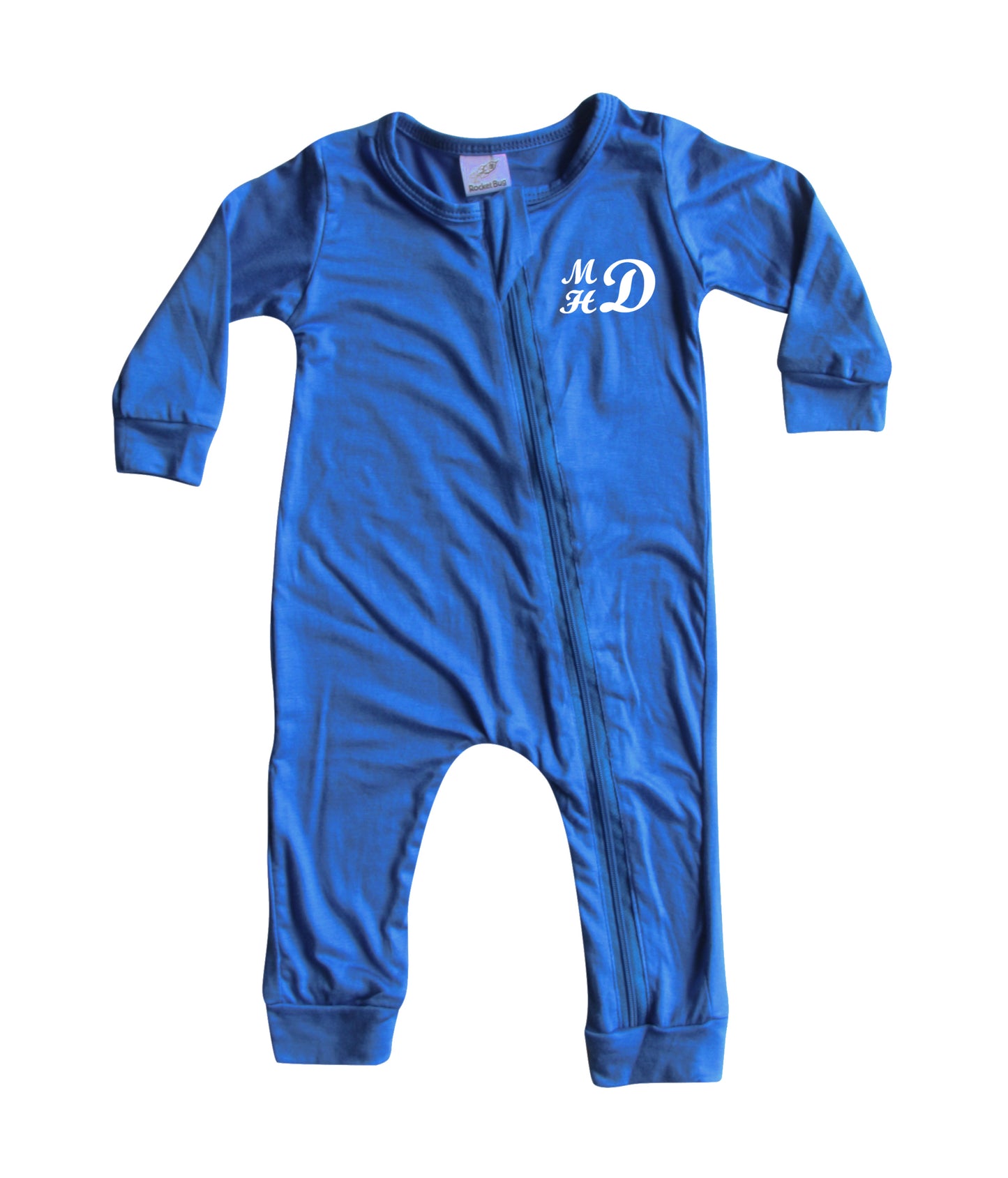 Personalized Initial Silky Long Sleeve Zipper Baby Romper