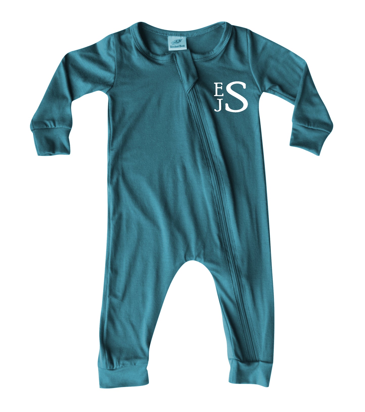 Personalized Initial Silky Long Sleeve Zipper Baby Romper