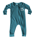 Personalized Initial Silky Long Sleeve Zipper Baby Romper