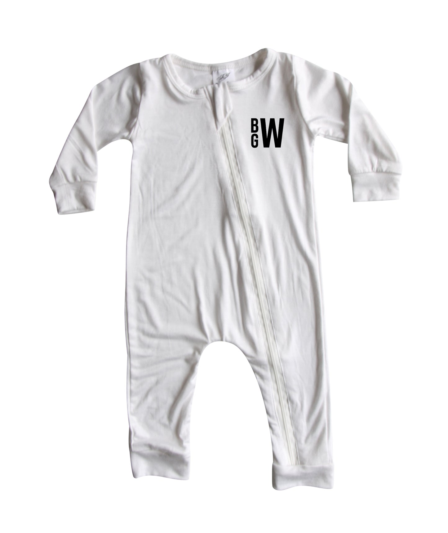 Personalized Initial Silky Long Sleeve Zipper Baby Romper