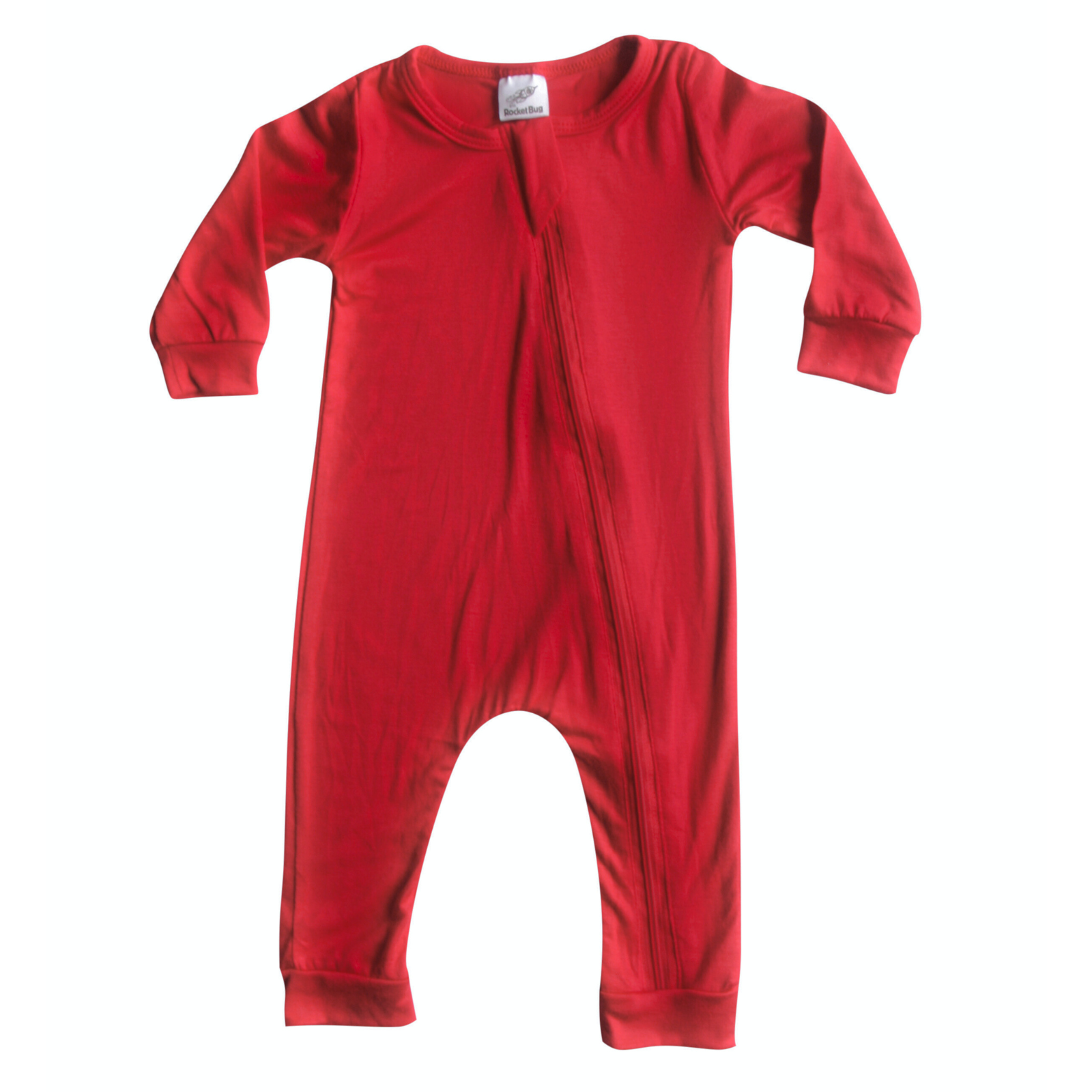 Silky Long Sleeve Zipper Baby Romper Silky Red