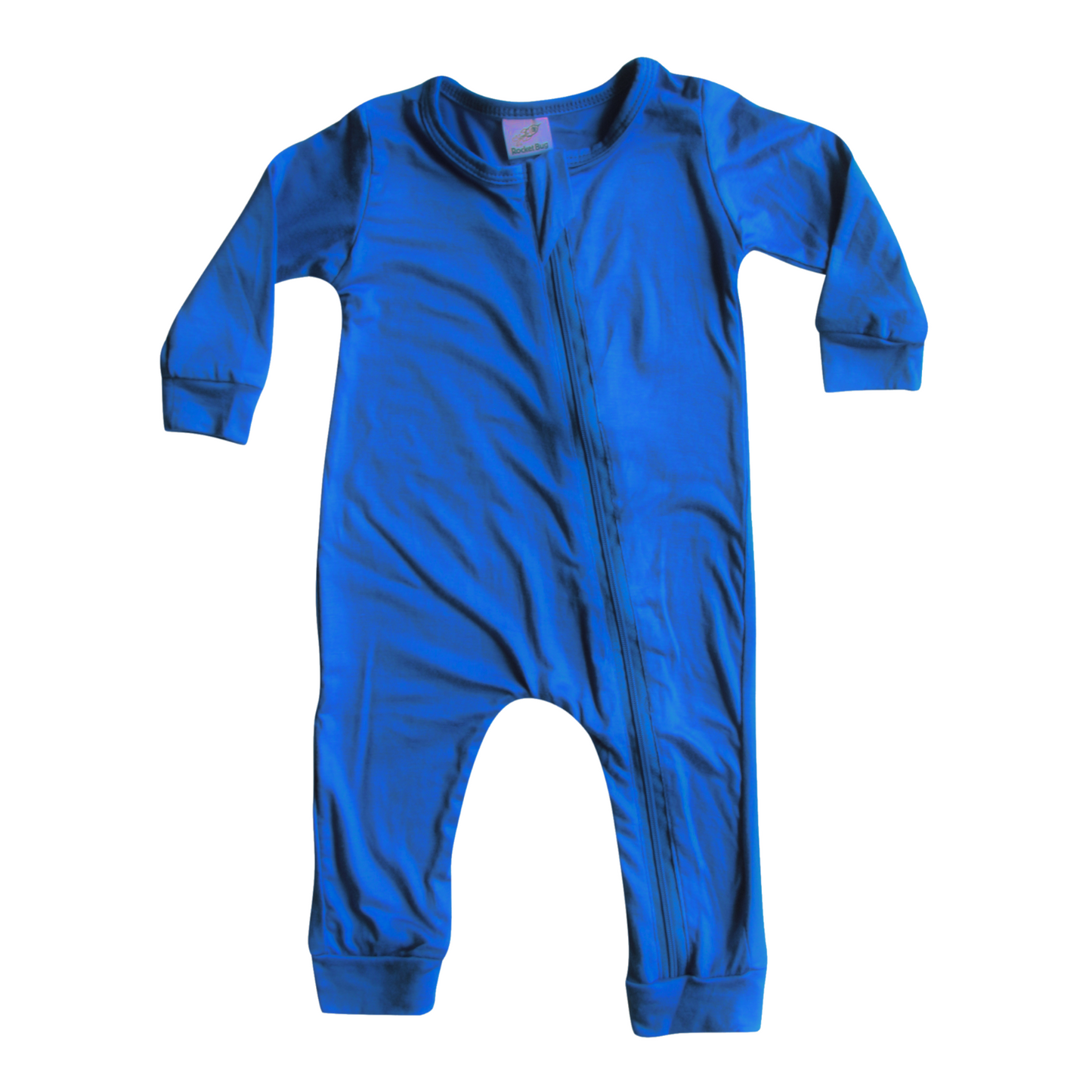 Silky Long Sleeve Zipper Baby Romper Silky Royal Blue