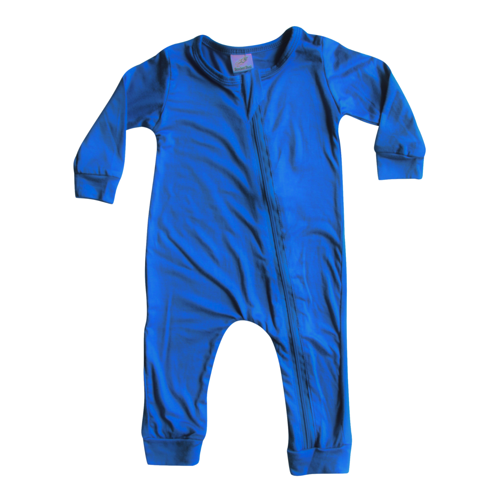 Silky Long Sleeve Zipper Baby Romper Silky Royal Blue