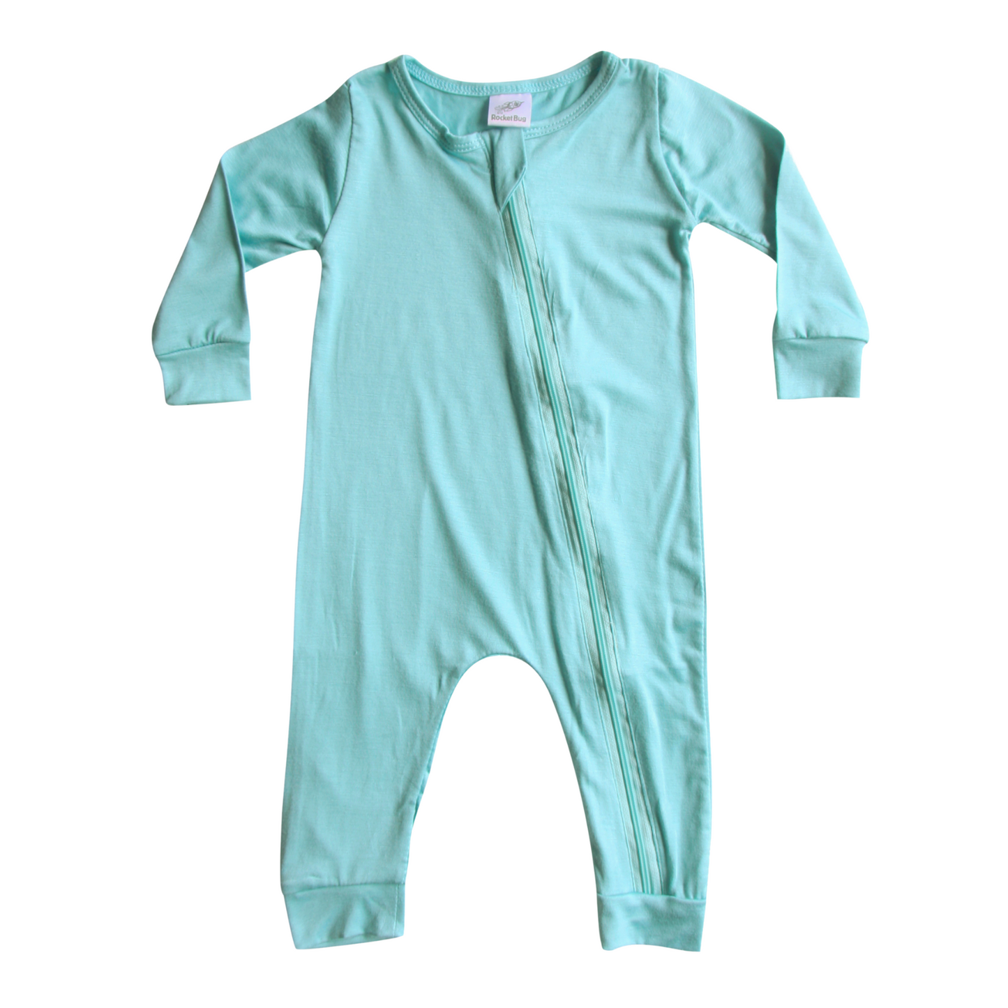 Silky Long Sleeve Zipper Baby Romper Silky Seafoam