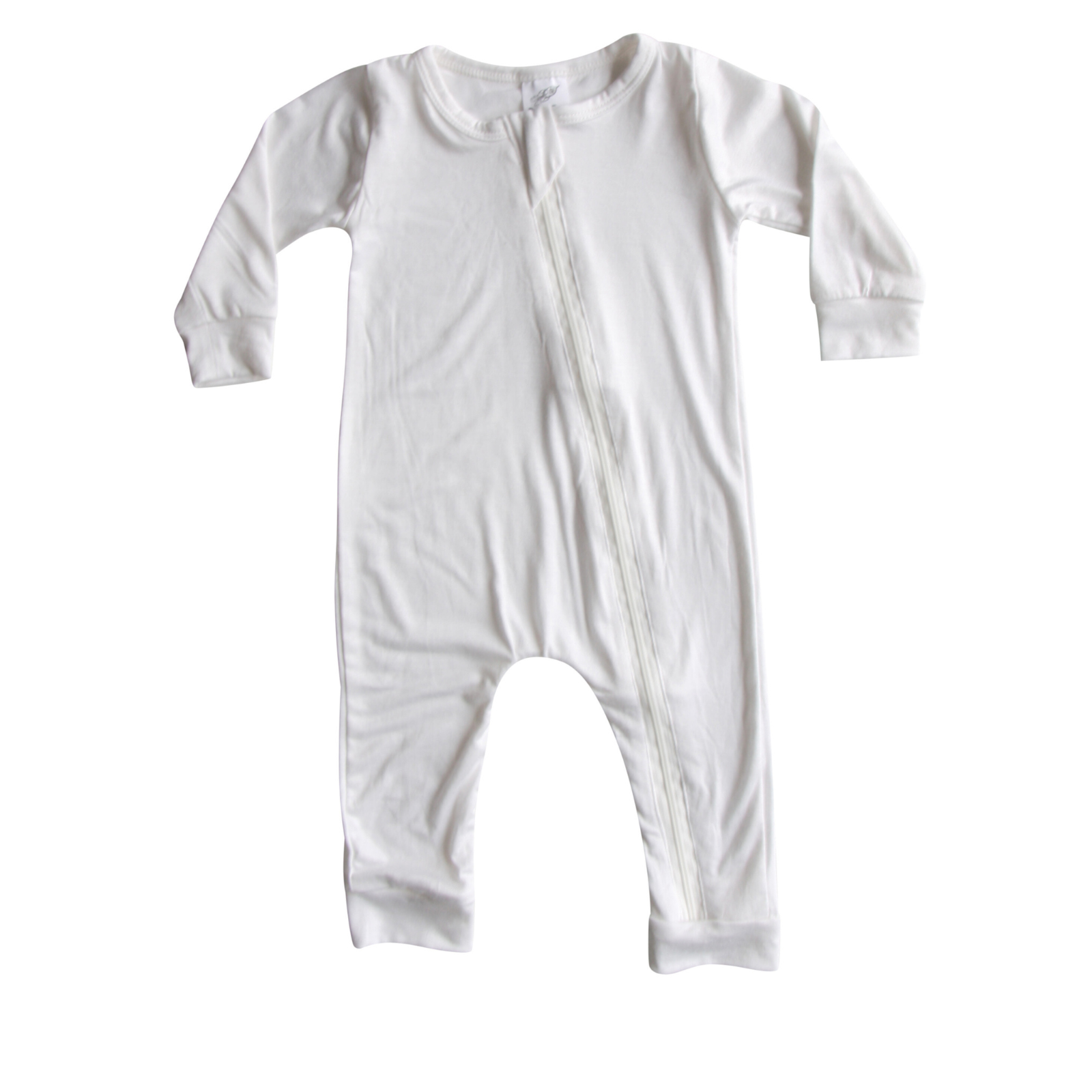 Silky Long Sleeve Zipper Baby Romper Silky Off White