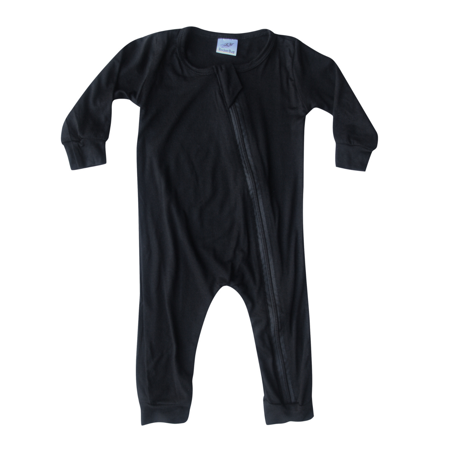 Silky Long Sleeve Zipper Baby Romper Silky Black