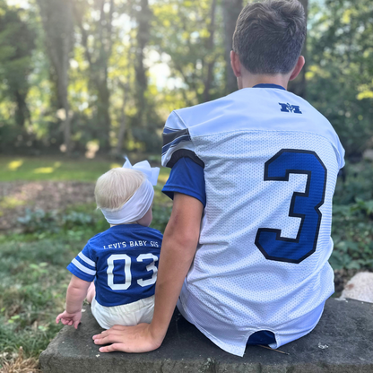 Custom Football Jersey Baby Bodysuit Personalized with Name and Number (Front & Back)