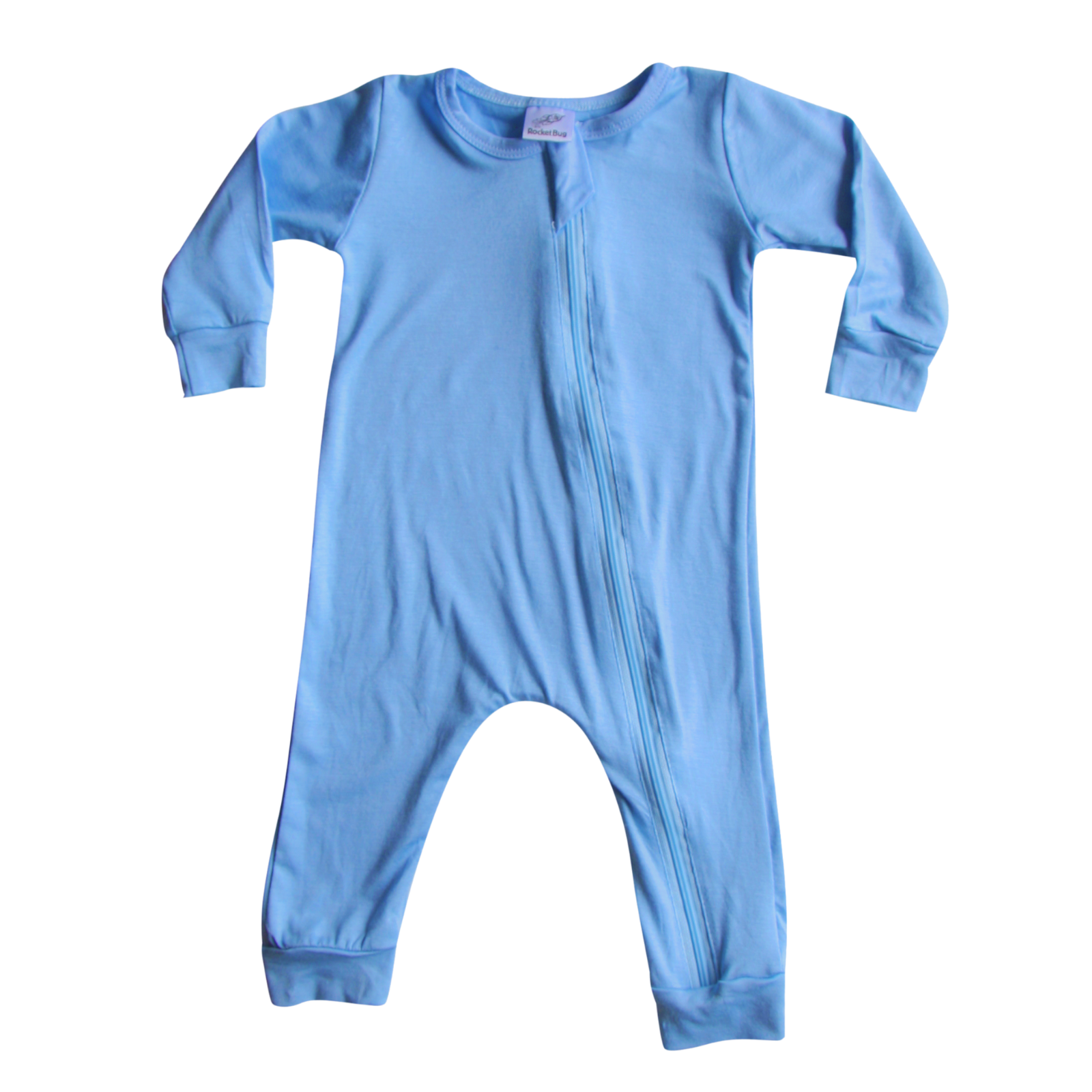 Silky Long Sleeve Zipper Baby Romper Silky Light Blue