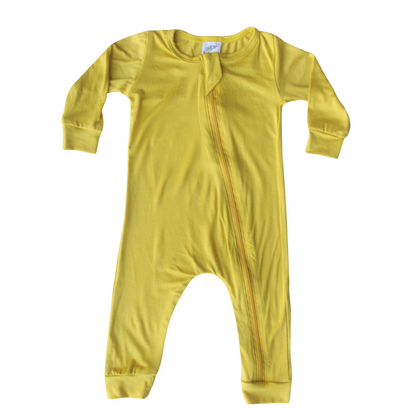Silky Long Sleeve Zipper Baby Romper Silky Maize